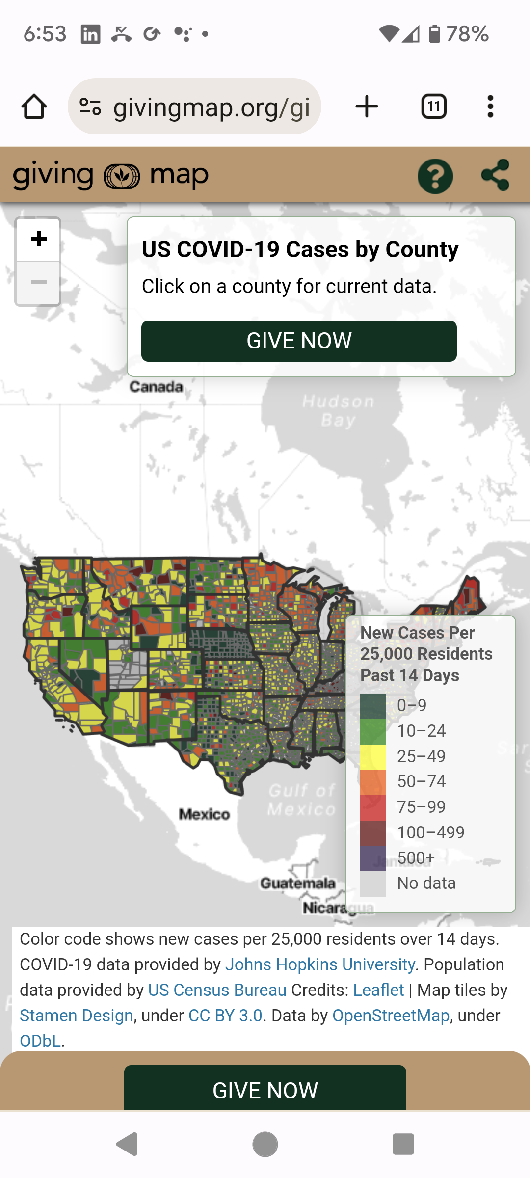 Giving Map Responsive Web App